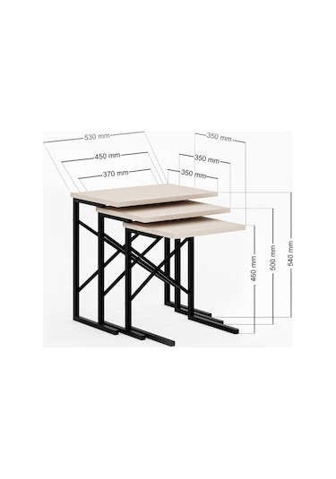 Zg2 Metal Ayaklı Zigon Sehpa - Bej Zg2 - Bej