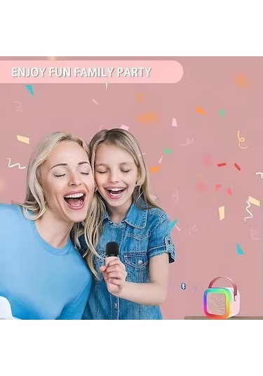 Bukrem K12 Led Karaoke Hoparlör 5w, Rgb Işık, Bluetooth + 5 Efektli Mikrofonlu Set