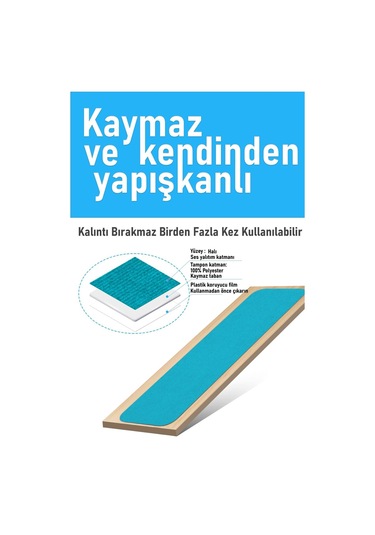 Halifleks Yapışkan Tabanlı Merdiven Basamak Paspası Rip Halı Kaymaz Tabanlı - Turkuaz Null