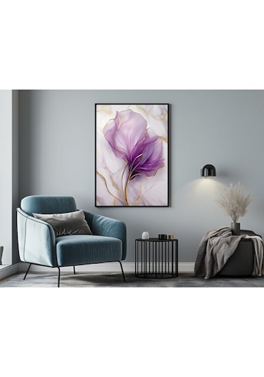 Tablo Ahşap Çerçeveli Tablo Çerçeveli Poster Çiçek Temalı Mermer Desen Soyut Tablo