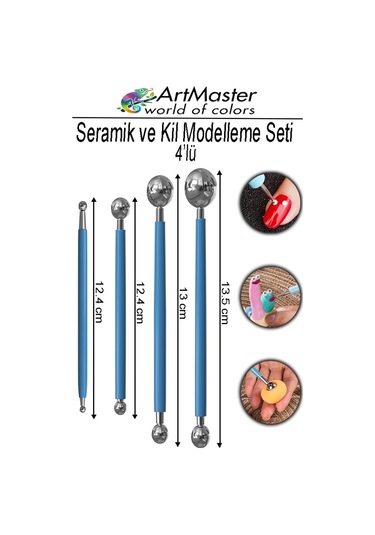 Top Uçlu Seramik Ve Kil Modelleme Seti 4 Lü 1 Paket Pasta Şekil Verme Ve Modelleme Şeker Hamuru Şekillendirme Pasta