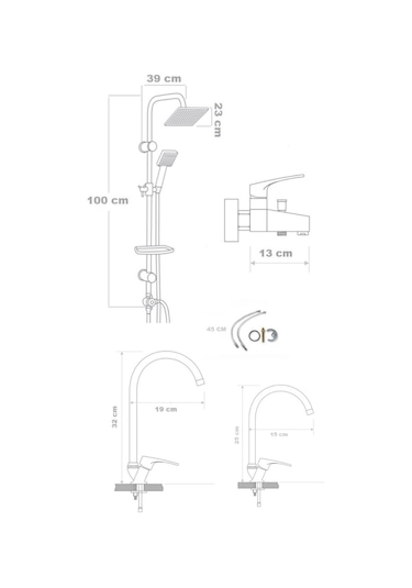 Armour Armatür Batarya Seti 4lü Siyah