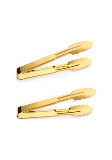 Moveevo 9 İnç Altın Paslanmaz Çelik Anti-kayma Mutfak Makasları 2 Adet - Barbekü, Büfe, Salata, Ekmek, Buz, Kızartma, Fırın Uygun Altın