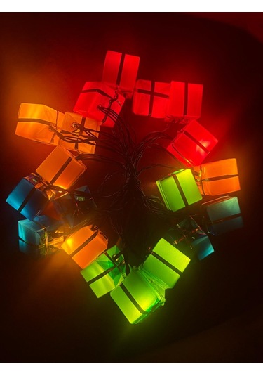 Led Işık - 4m 20 Pilli 2 Kademeli Hediye Kutusu Figürlü Renkli