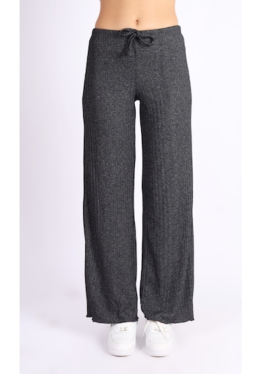Soft&Basic Kadın Eşofman Takımı Kapüşonlu Sweatshirt Ve Geniş Paça Antrasit Pantolon Eşofman Gri