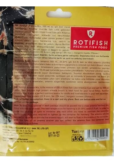 Rotifish Artemia Mix Yavru Balık Yemi 5 x 18 G Artemia Yumurtası