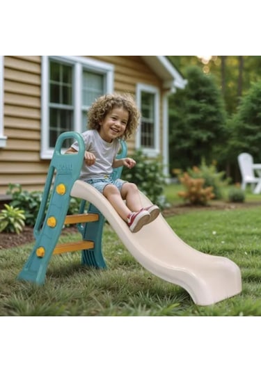 Dolu Küçük Kaydırak Yeşil Beyaz - Turkuaz