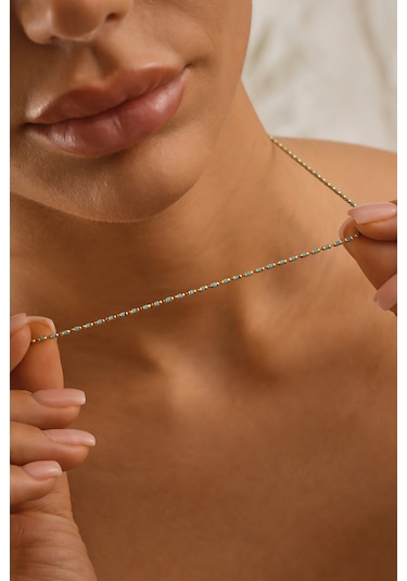 Sefa Gold 14 Ayar Altın Turkuaz Mine Boncuk Kolye