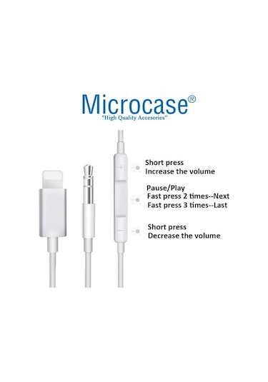 Microcase Ses Kontrol Özellikli Apple iPhone Uyumlu Lightning To Aux Çevirici Mh021