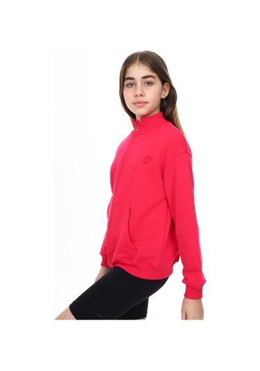 Toontoy Kız Çocuk Nakışlı Hırka Koyu Fuşya