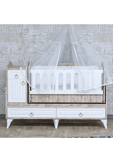 Garaj Home Sude Membran Asansörlü Beşik Yatak Ve Uyku Seti Beyaz