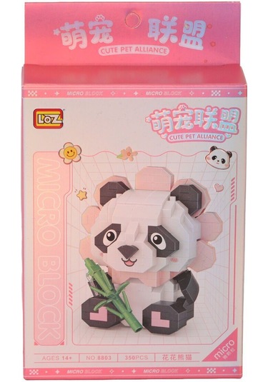 Lz-8803 Oturan Sevimli Çiçek Panda 350 Parça Block Oyuncak