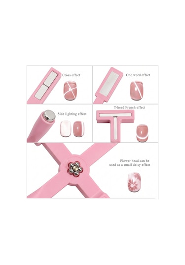 Pembe Kedi Gözü Oje 5i Bir Arada Mıknatıs Cat Eye Magnet