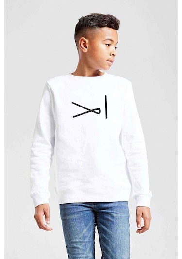 Türk Boyları Pecenek Baskılı Unisex Çocuk Beyaz Sweatshirt Beyaz