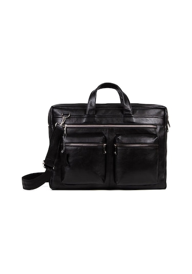 Newish Polo 15.6'' Hakiki Deri Bilgisayar Laptop Çantası Siyah