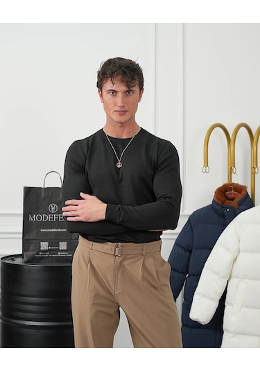 Modefendi Pamuk Yapılı Slimfit Triko Siyah
