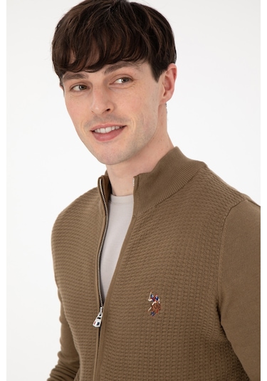 U.s. Polo Assn. Erkek Haki Hırka Triko 50288871-vr027 Haki