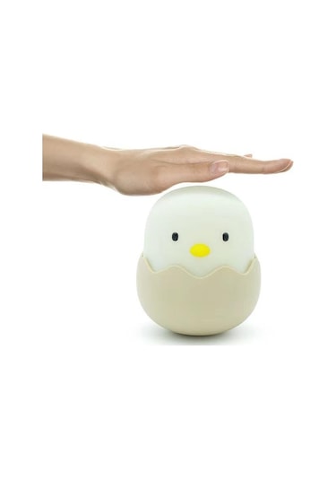 Çocuklar için Civciv Tasarımlı Silikonlu USB Şarj Edilebilir LED Gece Lambası Çok Renkli