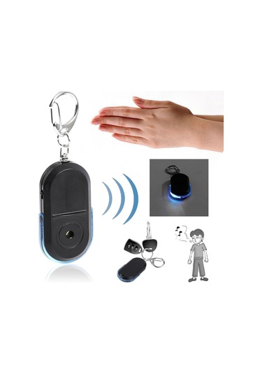Sones Adet Taşınabilir Anti-kayıp Alarm Anahtar Bulucu Kablosuz Düdük Sesli Led Işıklı Konum Belirleyici Bulucu Mavi