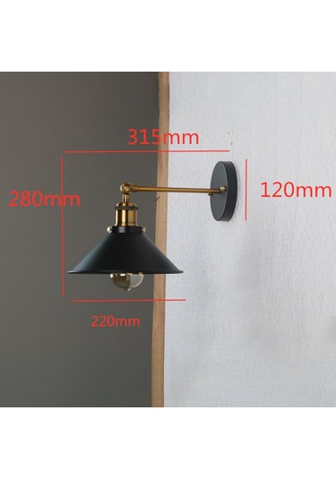 Suntek Magideal Kapalı Demir Duvar Lambası Armatür Aplik Mutfak 220mm-siyah-altın Siyah