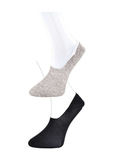 Siyah Ve Gri Erkek Babet Çorap 6 Çift Karışık Çok Renkli