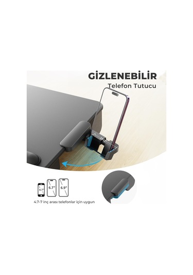 Bix Saiji Gx3 Taşınabilir Laptop Standı 17 İnç Laptop Telefon Uyumlu Katlanabilir Hafif Ergonomik Tasarım Siyah Siyah