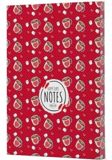 Kahve 9 Çizgili Defter Yan Baskılı Siyah