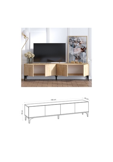 Decormet Nora Tv Sehpası Safir Meşe- Dec-20065 Çok Renkli