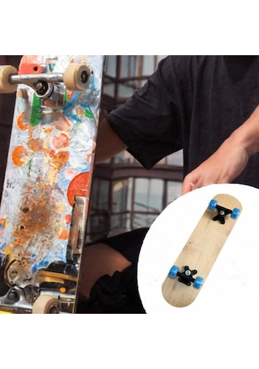 Homyl Çocuklar Boş Kaykay Güvertesi Ahşap Kendin 43cmx13cm Ahşap Rengi Çok Renkli