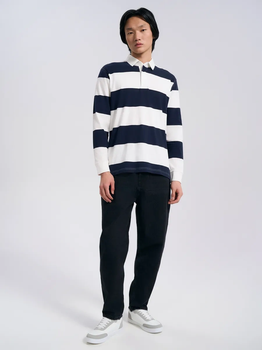 Tvoe Çizgili Polo Yaka Ve Uzun Kollu 330668984 Mavi