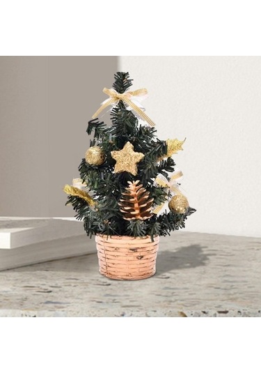 Pazly Yılbaşı Yapay Suntek Raf Mini Küçük Işıklı Bar Ağacı 20cmx10cm Yl