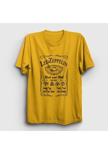 Presmono Unisex Old Led Zeppelin T-shirt Sarı