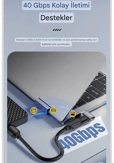 Essager Type-c To Type-c 240w 40gbps 8k+4k Usb 4.0 Ce Lisanslı Çevirici Dönüştürücü Adaptör