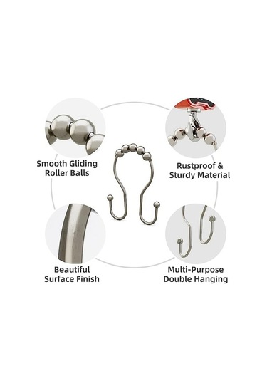 Ulzyvf Perdesi Perdesi Kancası, Halkaları Gümüş Gümüş Duş Duş Adet 12 Wd Gümüş