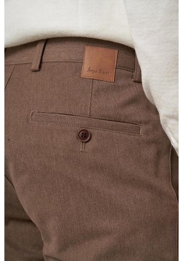 Koyu Vizon Düz Gabardin Slim Fit Casual Pantolon 1003245102 Koyu Vizon