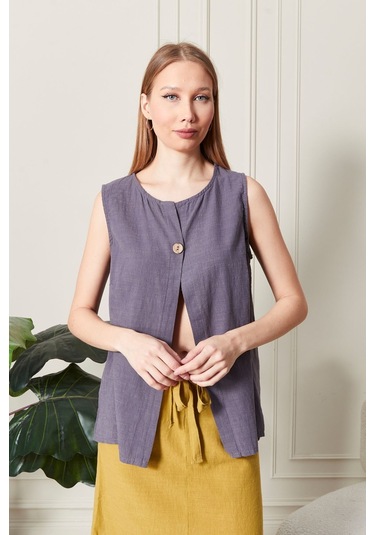 Keten Şık Farklı Tarz Nevin Bluz - Modern Ve Zarif Tasarım Antrasit