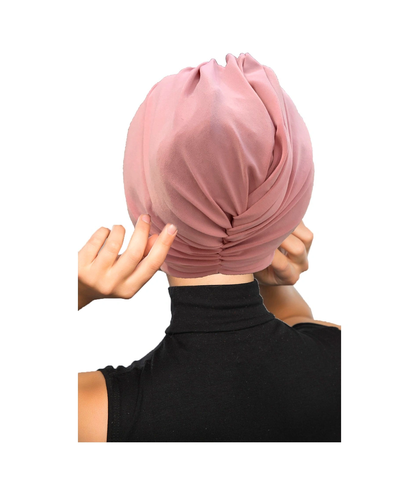 Çapraz Kancalı Pudra Hazır Türban Tesettür Dış Ve Havuz Bonesi Pudra