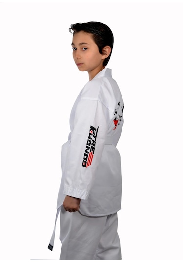 Haşado Taekwondo Beyaz Yaka Fitilli Acemi Elbise Beyaz