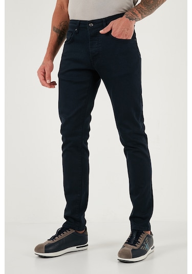 Buratti Streç Pamuklu Slim Fit Normal Bel Dar Paça Jeans Erkek Kot Pantolon 1115C24Napoli Lacivert