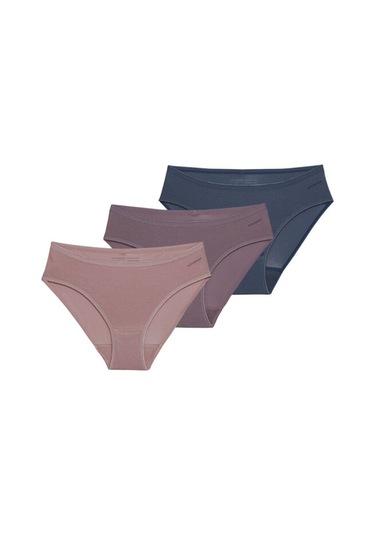Kadın Slip Külot 3lü Paket Essential 1575 - Mor Pembe Denim Çok Renkli