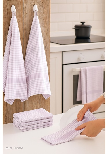 5 Li Mutfak Kurulama Bezi Alman Peçetesi 100 Pamuklu Lila