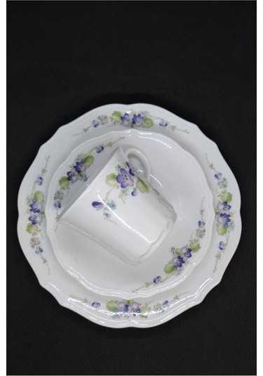 Röslau Menekşe Vintage Çay Fincanı 3 Parça 210 Ml Mor-beyaz
