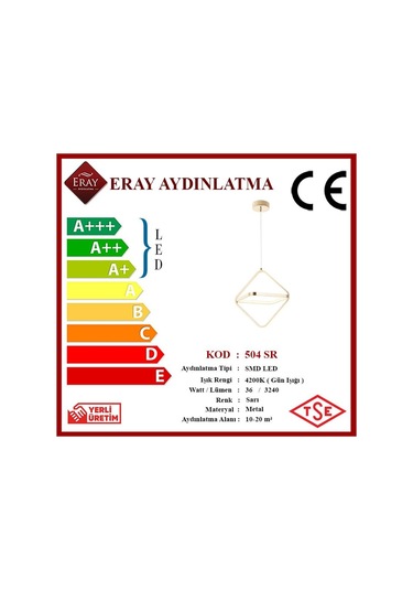 Eray Aydınlatma 504 Sarı Led Avize