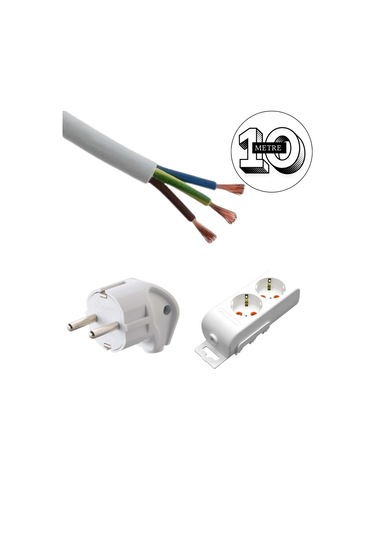 Acaroğlu - 10 Metre 3x2,5mm² Ttr Kablo İkili Uzatma Grup Priz 10