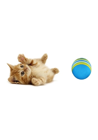 Schulzz Mavi Şeritli Orta Sert Kedi Topu 3.6 CM