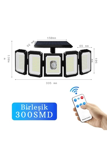 Monozone 300led Solar Güneş Enerjili Bahçe Duvar Lambası