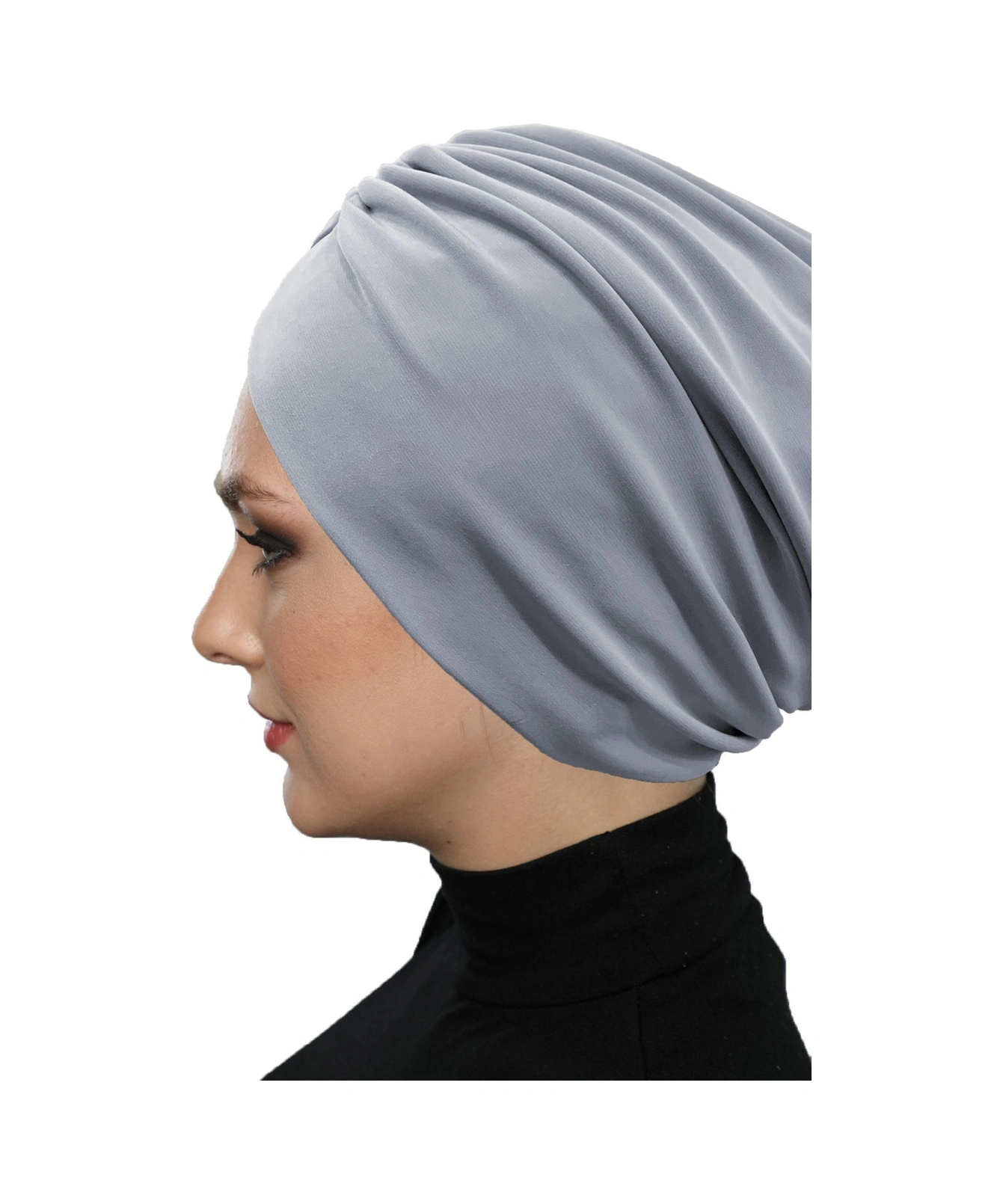 Büzme Çift Taraflı Açık Gri Hazır Türban Tesettür Havuz Bonesi Açık Gri