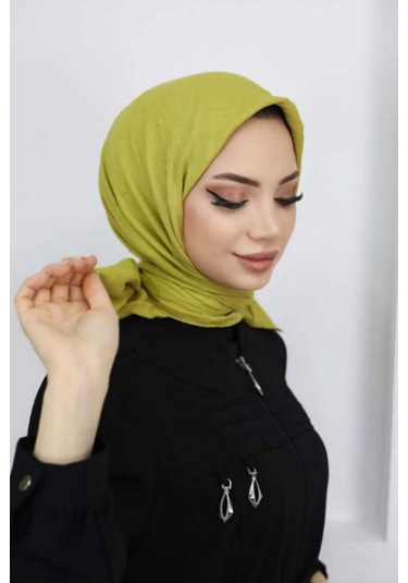 Melodi Scarf Kadın Tesettür Pratik Bambu Kraş Eşarp Yağ Yeşili Yağ Yeşili