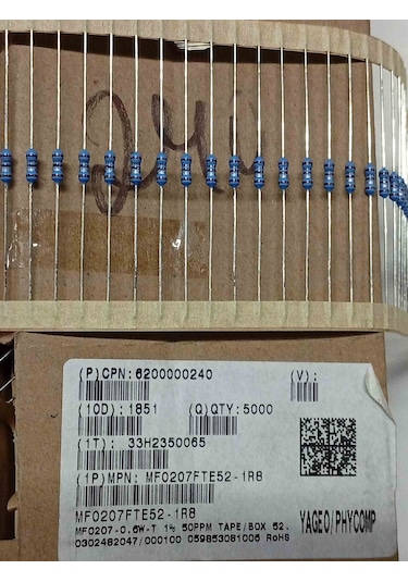 Mf0207fte52-1r8 1r8 0.6w Yageo 1/2w Direnç 750 Adet
