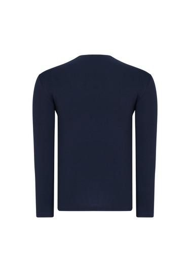 T8588 Dewberry Bisiklet Yaka Uzun Kol T-shırt-açık Lacivert Açık Lacivert